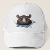 Nijlpaard Witte Lotus Blauwe Trucker Pet (Voorkant)