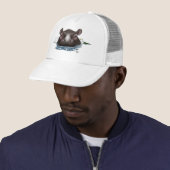 Nijlpaard Witte Lotus Blauwe Trucker Pet (In situ)