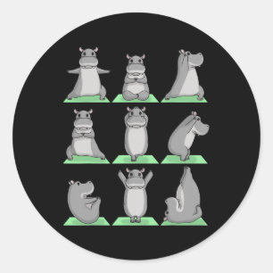 Nijlpaard Yoga Houden Zen Lief Workout Oefening Yo Ronde Sticker