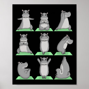 Nijlpaard Yoga Houden Zen Schattig Workout Oefenin Poster