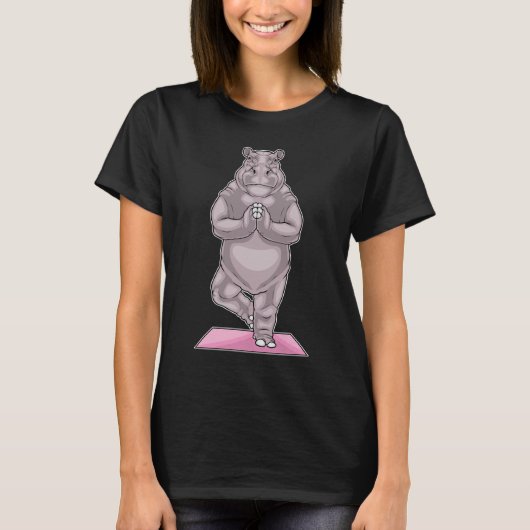 Nijlpaard Yoga Yogamat T-shirt (Voorkant)