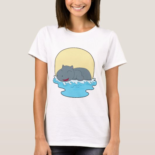 Nijlpaard Zwemmen T-shirt (Voorkant)