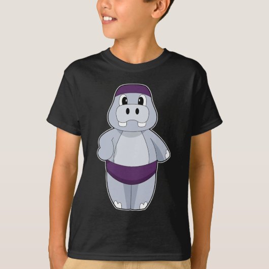 Nijlpaard Zwemmen Zwemcap T-shirt (Voorkant)