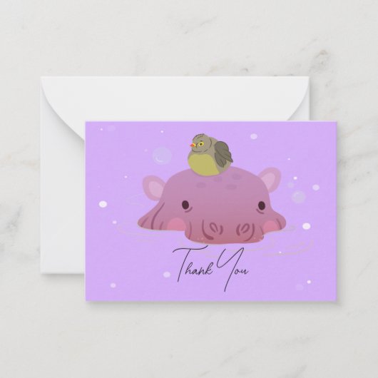 Nijlpaarden en vogels Dank u kaart Notitiekaartje (Voorkant)