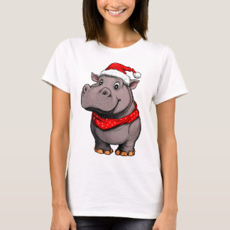 Nijlpaarden met Kerstmis / Kerstman Nijlpaard T-shirt