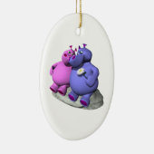 Nijlpaarden verliefd keramisch ornament (Rechts)