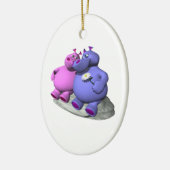 Nijlpaarden verliefd keramisch ornament (Links)