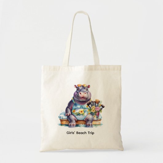 Nijlpaardreis op het strand tote bag (Voorkant)