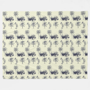 Nijlrivier botanisch patroon fleece deken
