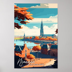 Nijmegen Nederland vintage reisillustratie Poster