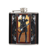 Nika Gothic Rocker Black Guitar Music Angel Flask Heupfles (Voorkant)