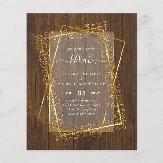 NIKAH - BEGROTING nodigt uit tot GOLD Glitter Lijs Flyer (Voorkant)