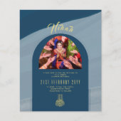 NIKAH Blauw Goud FOTO Trouw Uitnodiging (Voorkant)