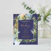 NIKAH - Blauwe Gouden Islamitische Trouw Uitnodigi (Staand voorkant)