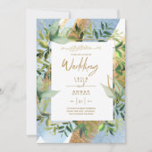 NIKAH - Blauwe Gouden Islamitische Trouw Uitnodigi Kaart (Voorkant)