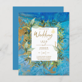 NIKAH - Blauwe Gouden Islamitische Trouwkaarten