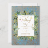 NIKAH - Blauwe Gouden Islamitische Trouwkaarten Kaart (Voorkant)