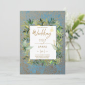 NIKAH - Blauwe Gouden Islamitische Trouwkaarten Kaart (Staand voorkant)