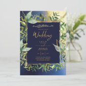 NIKAH - Blauwe Gouden Islamitische Trouwkaarten Kaart (Staand voorkant)