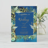 NIKAH - Blauwe Gouden Islamitische Trouwkaarten Kaart (Staand voorkant)