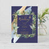 NIKAH - Blauwe Gouden Islamitische Trouwkaarten Kaart (Staand voorkant)