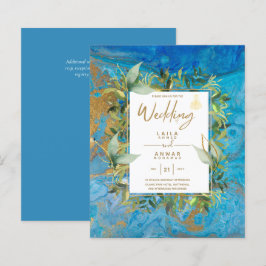 NIKAH - Blue Gold Islamic Wedding Invitations