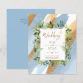 NIKAH - Blue Gold Islamic Wedding Invitations (Voorkant / Achterkant)