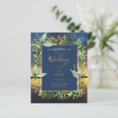 NIKAH - Blue Gold Islamic Wedding Invitations (Staand voorkant)