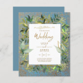 NIKAH - Blue Gold Islamic Wedding Invitations (Voorkant / Achterkant)