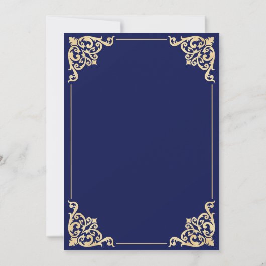 Nikah Blue Gold Islamitische Moslim Huwelijk Kaart (Achterkant)