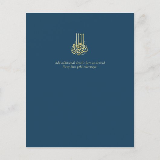 NIKAH Blue Gold PHOTO Wedding Invitation (Achterkant)