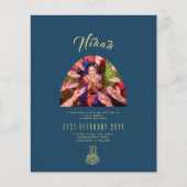 NIKAH Blue Gold PHOTO Wedding Invitation (Voorkant)