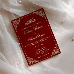 Nikah Bourgondië Goud Islamitische Moslim Bruiloft Kaart
