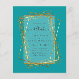 NIKAH - BUDGET Uitnodigingen - Gouden Glitter Lijs Flyer