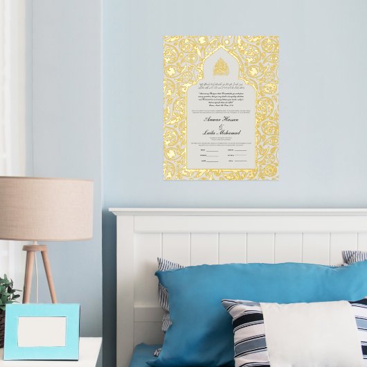 Nikah-certificaat Nikkah Nama Islamitisch Huwelijk Folie Afdrukken (Insitu (Slaapkamer))