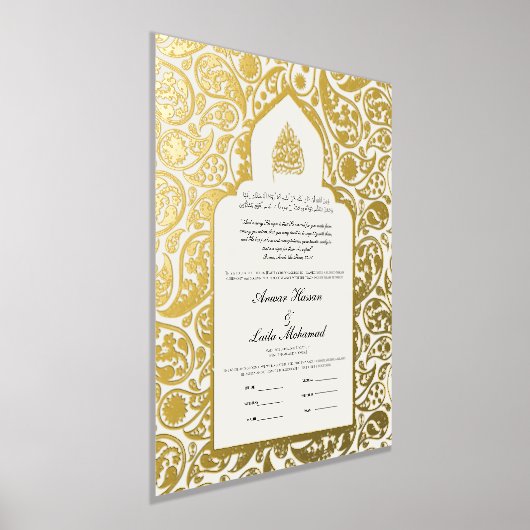 Nikah-certificaat Nikkah Nama Islamitisch Huwelijk Folie Afdrukken (Laagn)