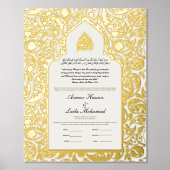 Nikah-certificaat Nikkah Nama Islamitisch Huwelijk Folie Afdrukken (Voorkant)