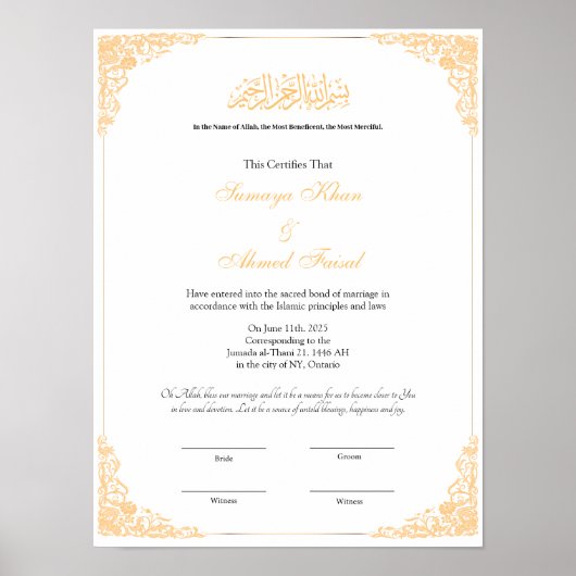 Nikah contract poster (Voorkant)