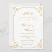 Nikah Elegante Witte  Islamitische Moslim Bruiloft Kaart (Voorkant)