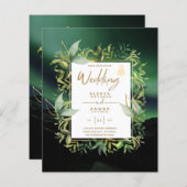 NIKAH - Emerald Green Gold ISLAMIC Wedding Invite (Voorkant / Achterkant)