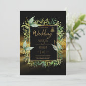 NIKAH - Emerald Green Gold ISLAMIC Wedding Invite Kaart (Staand voorkant)