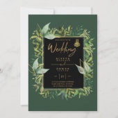 NIKAH - Emerald Green Gold ISLAMIC Wedding Invite Kaart (Voorkant)