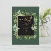 NIKAH - Emerald Green Gold ISLAMIC Wedding Invite Kaart (Staand voorkant)