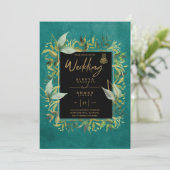 NIKAH - Emerald Green Gold ISLAMIC Wedding Invite Kaart (Staand voorkant)