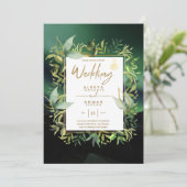 NIKAH - Emerald Green Gold ISLAMIC Wedding Invite Kaart (Staand voorkant)