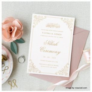 Nikah Faux Goud Islamitische Moslim Bruiloft Kaart