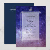 NIKAH Galaxy Wedding Invite Islamic Calligraphy Kaart (Voorkant / Achterkant)