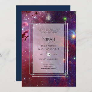 NIKAH Galaxy Wedding Invite Islamic Calligraphy Kaart