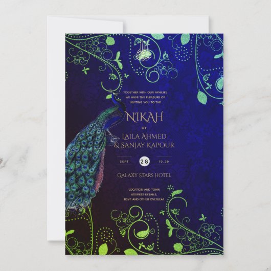 NIKAH Galaxy Wedding Invite Islamic Calligraphy Kaart (Voorkant)