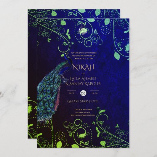 NIKAH Galaxy Wedding Invite Islamic Calligraphy Kaart (Voorkant / Achterkant)